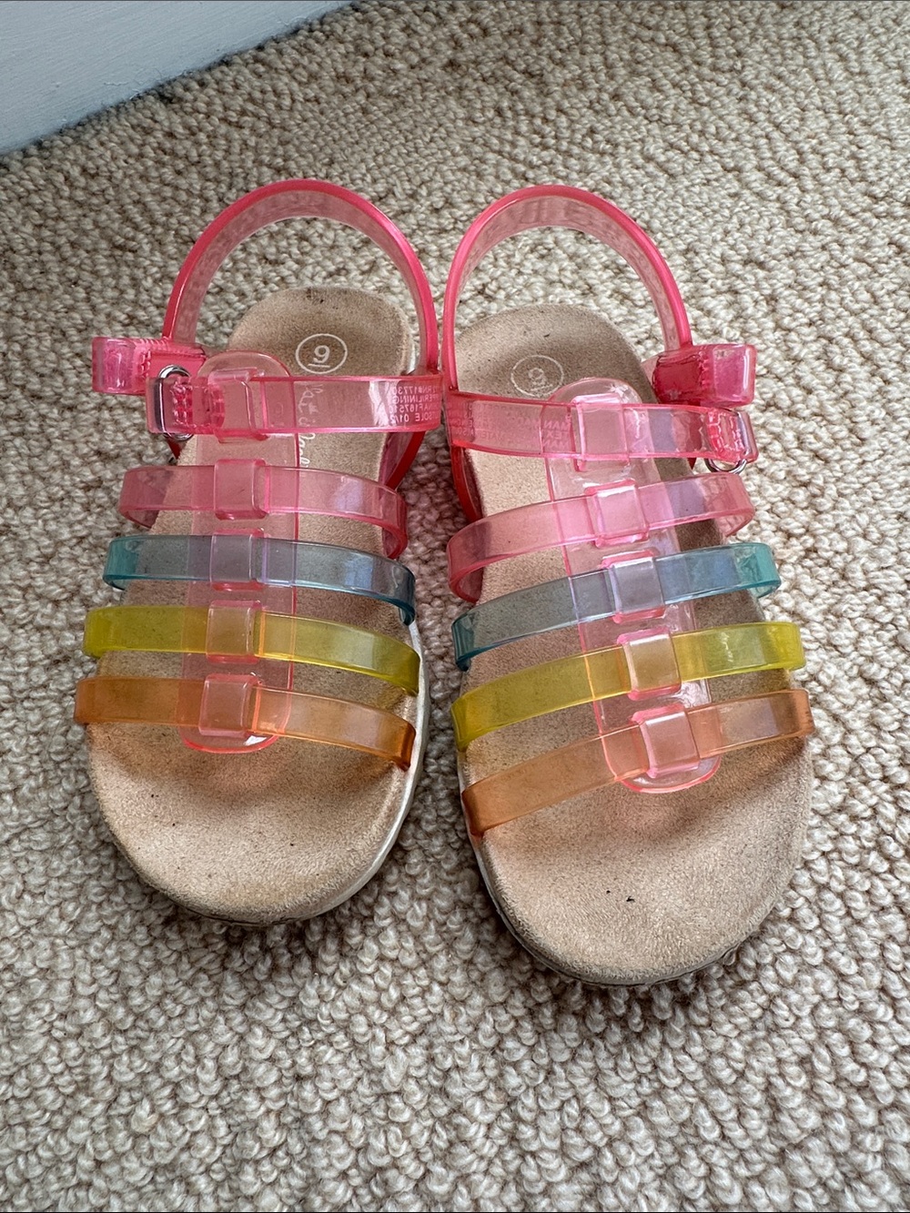 Cat & Jack Pink Jelly Rainbow-Strap Sandals